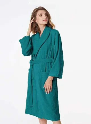 Peacock Green Colour Spa Terry Bathrobe XXL Size 
