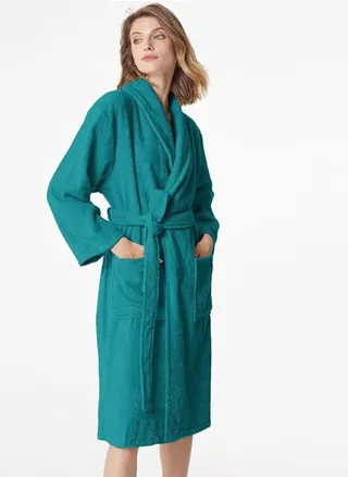 Peacock Green Colour Plush And Absorbent Unisex  Bathrobe XXL Size 
