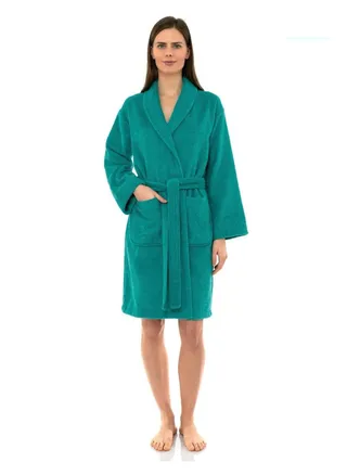 Peacock Green Colour Terry Weave Cotton  Bathrobe XXL Size 