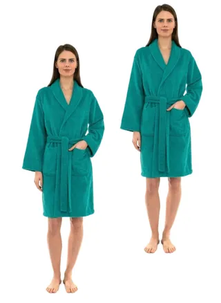 2 Pieces Peacock Green Colour Unisex Spa Terry Dressing Gown XXL Size 