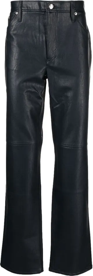 Faux-Leather Straight-Leg Trousers