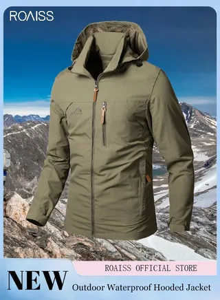 Men's Casual Loose Windproof Jacket Solid Sports Hoodie Lightweight Outdoor Hiking Zipper Jacket 