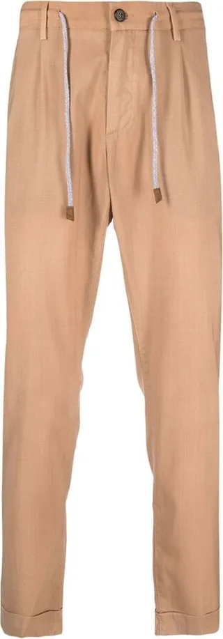 Drawstring-Waist Tapered-Leg Trousers