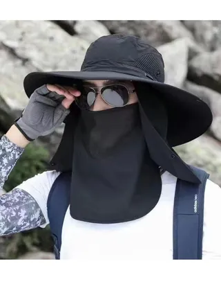 Hat with Removable Neck Flap Cover Summer Bucket Hat Camping Sun Cap 