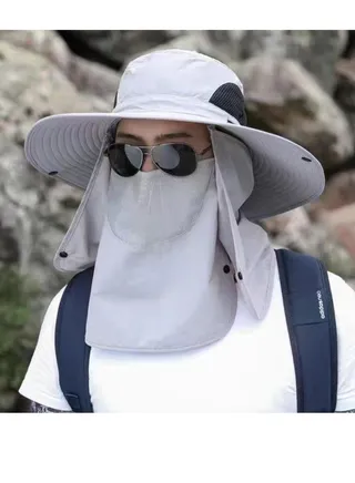 Hat with Removable Neck Flap Cover Summer Bucket Hat Camping Sun Cap 