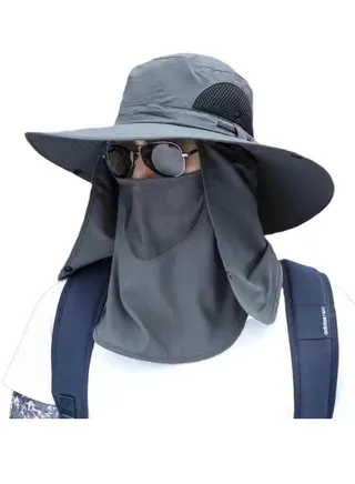 Hat with Removable Neck Flap Cover Summer Bucket Hat Camping Sun Cap 