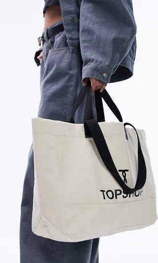 Topshop twisty 'T' canvas tote in cream