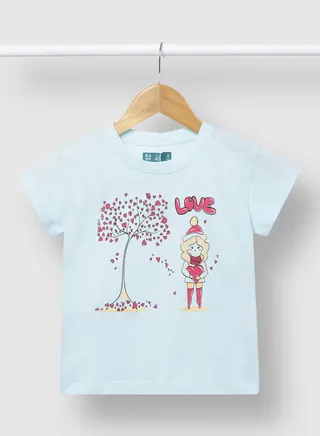 Girls Comfortable Elegant Casual Stylish T-Shirt Light Blue 