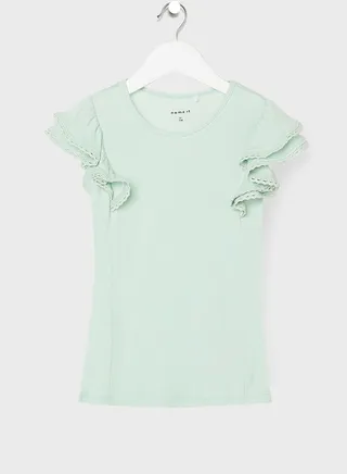 Kids Lace Sleeve Trim Top 