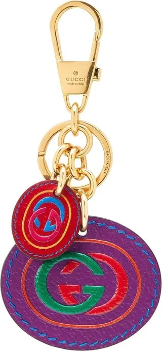 Interlocking G logo leather keyring