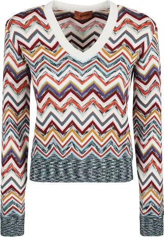 V-neck Zigzag Jumper