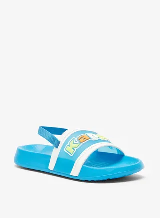 Boys Logo Detail Slip On Slide Slippers with Elastic Strap 
