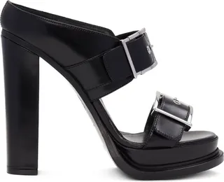 Alexander Mcqueen Leather Platform Sandals 120