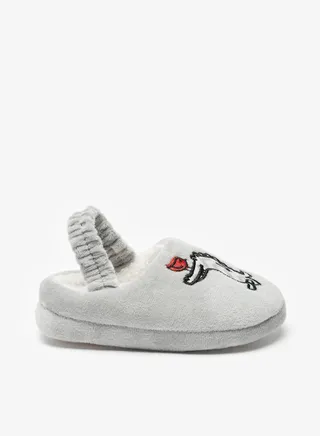Boys Dinosaur Embroidered Bedroom Slippers With Elasticated Strap 