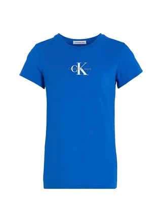 Girls' T-shirt Monogram, Slimt fit, Cotton, Blue 