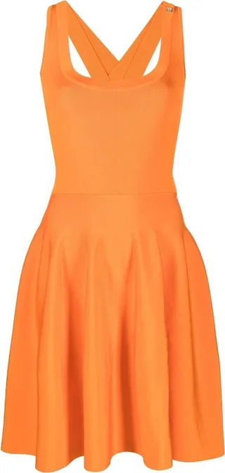 Crossover-Straps Pleated Minidress