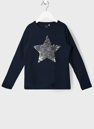 Kids Sequin Star T-Shirt 