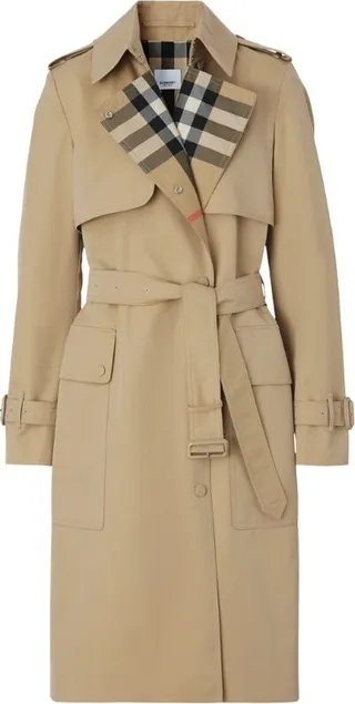 Burberry Check-Panel Trench Coat