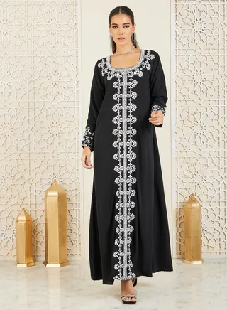 Embroidered Panel A-Line Jalabiya 