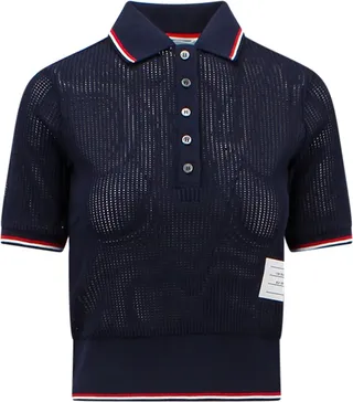 Viscose blend polo shirt with iconic striped detail