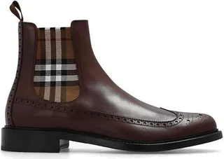 Burberry Check Pattern Chelsea Boots