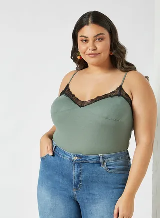 Curvy Ribbed Bodysuit Green 