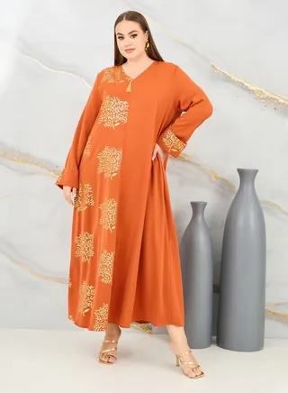 Damask Print A-Line Jalabiya 