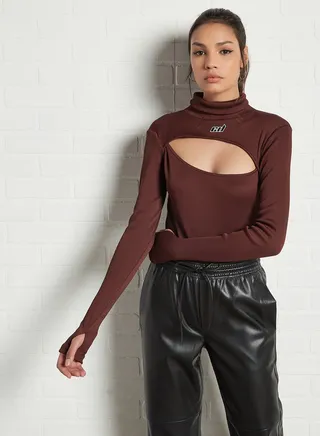 Turtle Neck Playsuit Chocolate 