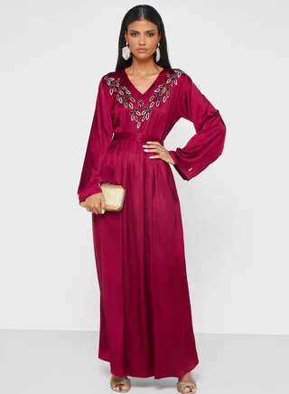 Embellished Belted Jalabiya 