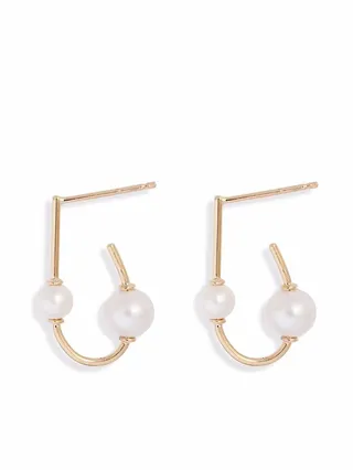 14kt yellow gold Duo freshwater pearl wrap earrings