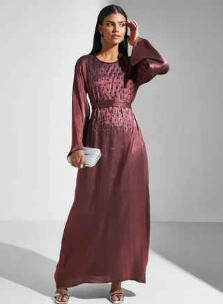 Embellished Belted Jalabiya 