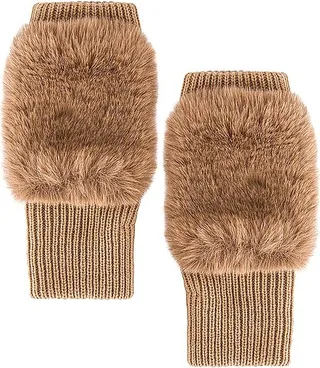 Texty Time Faux Fur Mittens