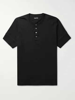 Slim-Fit Cotton-Jersey Henley T-Shirt