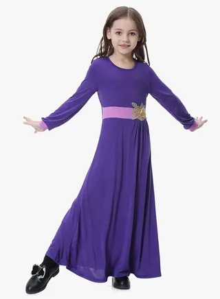 Ethnic Long Sleeves Arabian Jalabiya Purple 