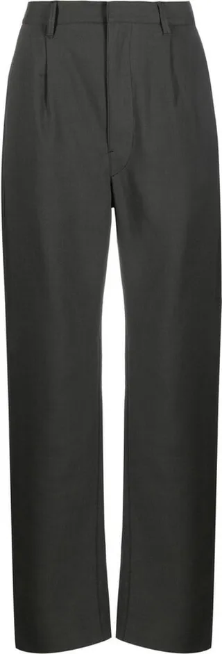 Straight-Leg Cotton-Blend Trousers