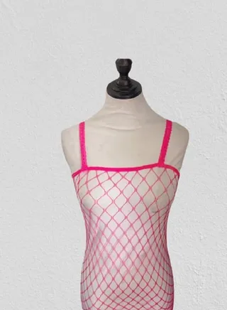 Fishnet Sleeveless Bodystocking Pink for Women One size 