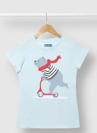 Girls Elegant Cotton Comfortable Stylish T-Shirt Light Blue 