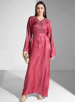 Embellished Belted Jalabiya 