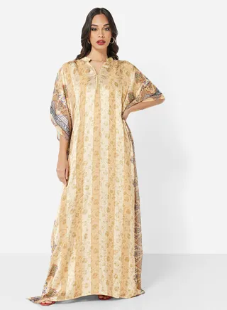 DIGITAL FLORAL PRINTED FIT TO ALL SIZE FARASHA JALABIYA WITH TIE BACK 