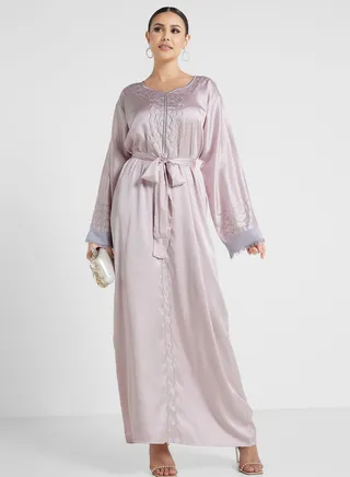 Embroidered Belted Jalabiya 