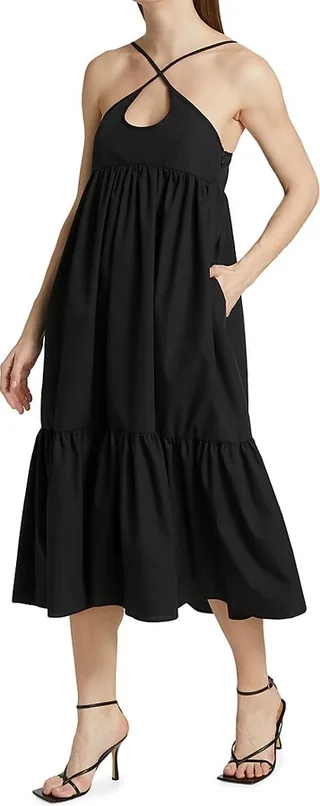 Cross-Strap Cut-Out Midi-Dress