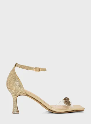 Open Toe Strap Mid Heel Sandals