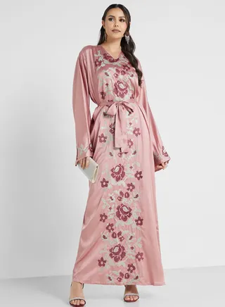 Embroidered Belted Jalabiya 