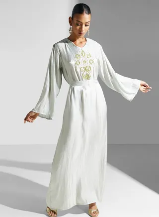 Embellished Belted Jalabiya 