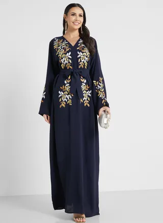 Embroidered Belted Jalabiya