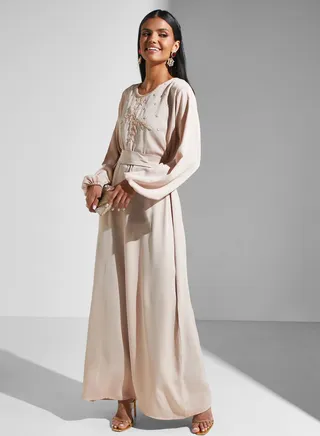 Embellished Belted Jalabiya 