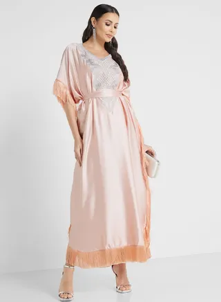 Lace Detail Cape Sleeve Jalabiya 