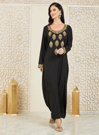 Embroidered AOP Jalabiya 