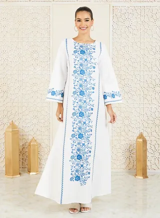 Floral Panel Print Jalabiya 