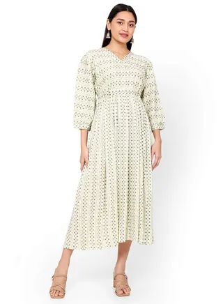 SOFT VISCOSE LIGHT GREEN COLOUR SMALL PRINTED WITH SEPRATE BELT TIEING SHORT ARABIC KAFTAN JALABIYA DRESS 